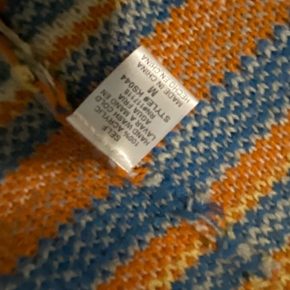 kate collection cardigan Medium Ivory Blue And Orange With Tassels - Picture 2 of 5